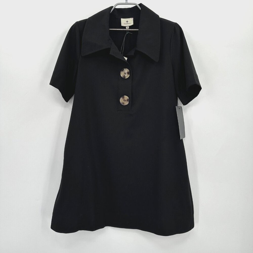 Tuckernuck Women's Black Scout Dress sz XS Collared Short Sleeve A-Line Mini